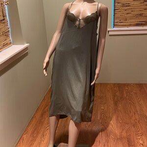 lovely Green Slip With Lace Trim And Spaghetti Straps Size L